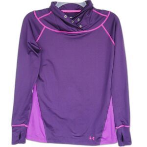 Under Armour Womens S Cold Gear Fitted Button Up High Neck Womens Purple